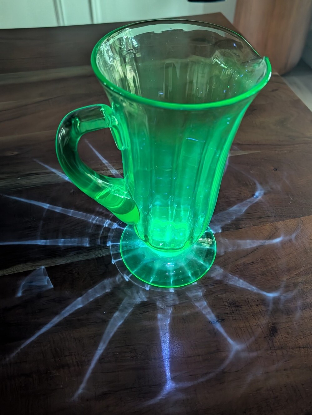 Rare Fostoria Glass Pitcher Jug Mid Century Green Pitcher Early 20th Century